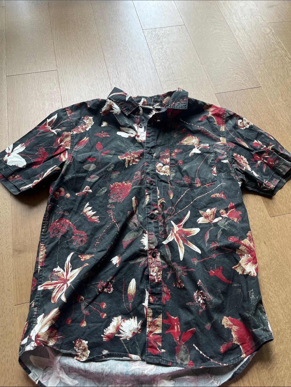 Vans Black Floral Short-Sleeve Button-Up Shirt